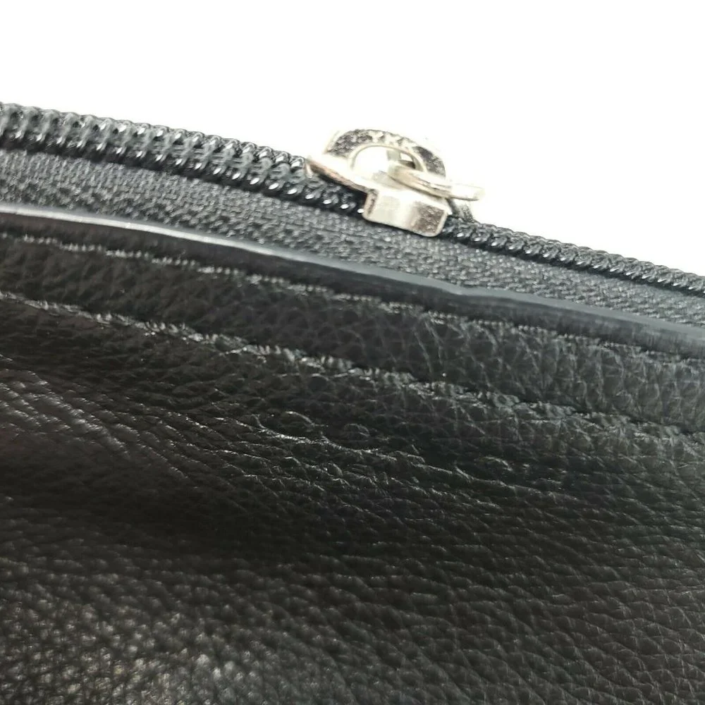 Coach Womens Black Smooth Leather Detachable Strap Classic Wristlet Wallet
